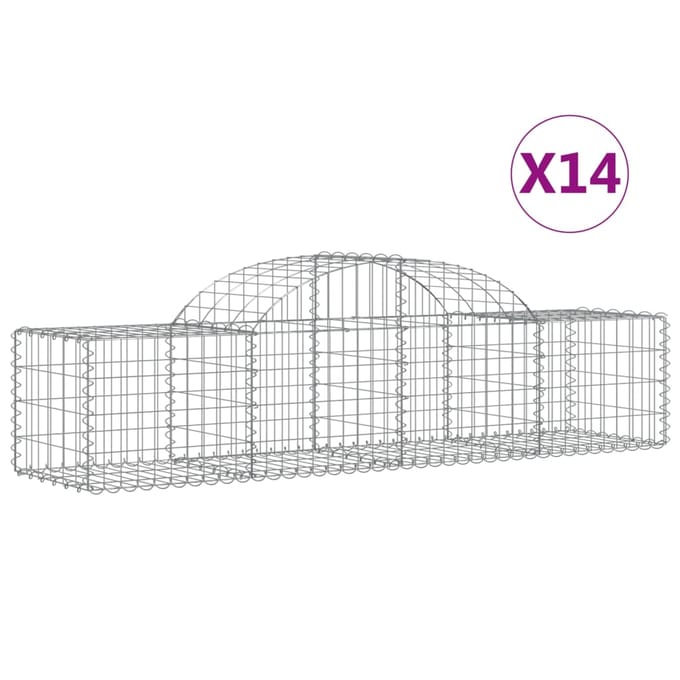 vidaXL - Schanskorven - 14 - st - gewelfd - 200x50x40/60 - cm - gegalvaniseerd - ijzer