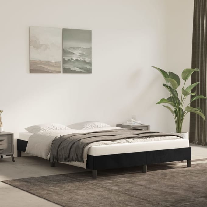 vidaXL - Bedframe - zonder - matras - 140x190 - cm - fluweel - zwart