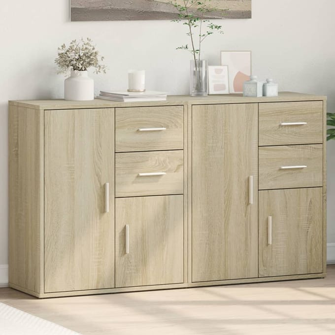 vidaXL - Dressoirs - 2 - st - 60x31x70 - cm - bewerkt - hout - sonoma - eikenkleurig