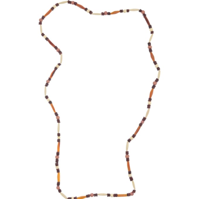 Behave – Ketting – Houten kralen – Bruin;Oranje;Beige – 90 cm – Boho Chic