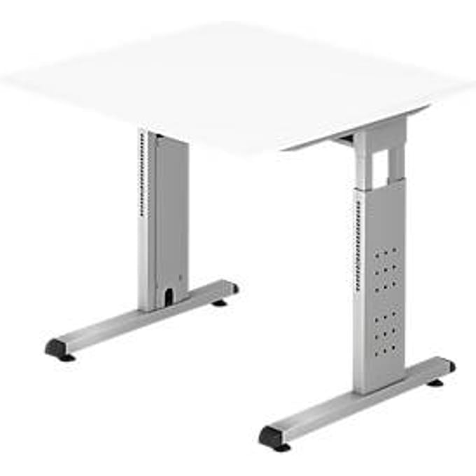 ULM bureau, C-poot, rechthoekig, B 800 x D 800 x H 650-850 mm, wit
