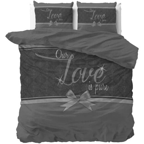 Sleeptime Dekbedovertrek Pure Love Grijs - Eenpersoons 140 x 200/220 cm + 1 kussensloop