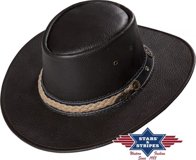Leren hoed Stars&Stripes Miles maat L