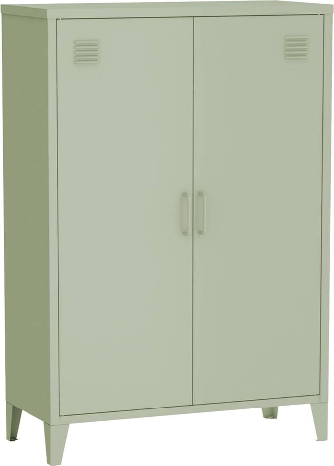 sweeek - Industriële metalen kast 2 vakken 2 deuren 75cm - soho