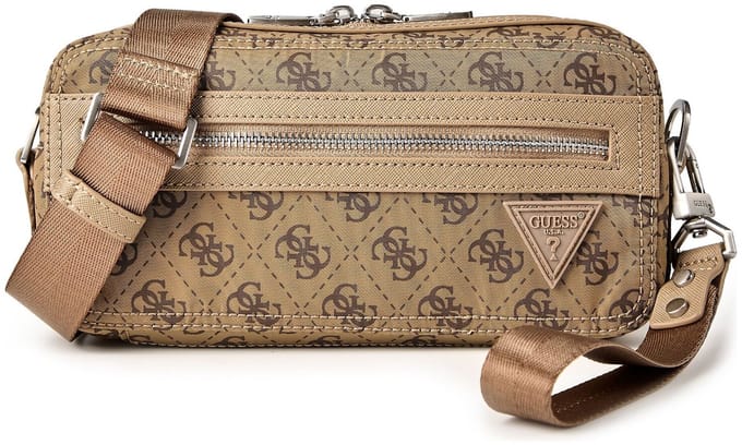 GUESS schoudertas polstasje Berlin Camera Bag Beige Brown Lichtbruin
