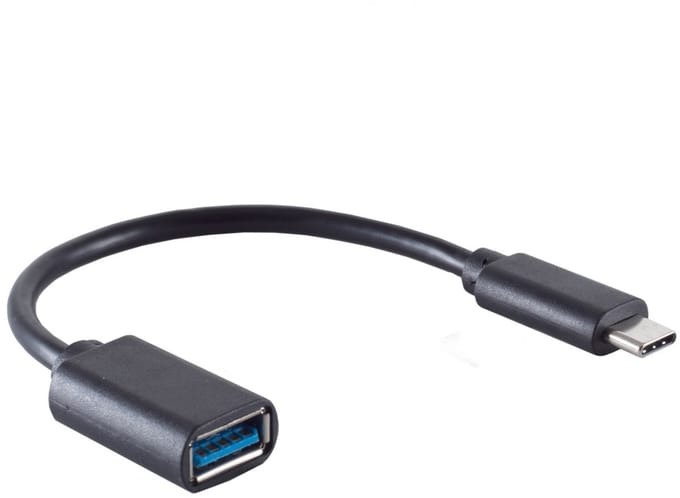 USB-C (m) - USB-A (v) (volledig bedekt) adapter - USB3.0 / zwart - 0,15 meter