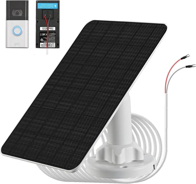 Zonnepaneel - Laadstation - Camera opladen - Ingebouwde batterij - 4 meter kabel - Zwart