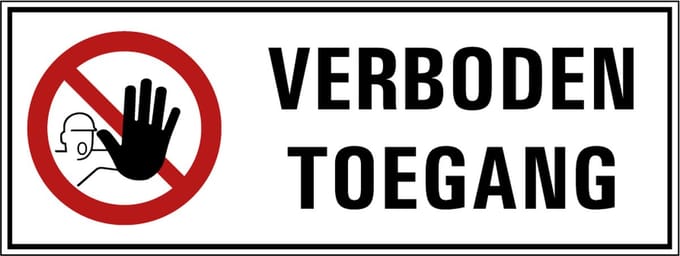 Toegang verboden voor onbevoegden sticker met tekst 200 x 75 mm