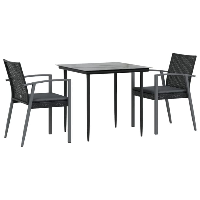 vidaXL - 3-delige - Tuinset - met - kussens - poly - rattan - en - staal