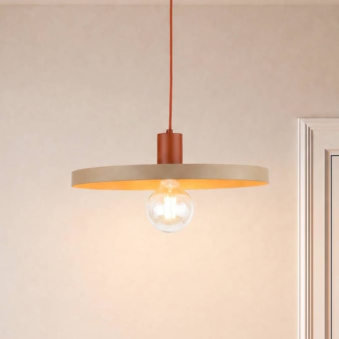 TK Lighting Hanglamp Sila, zand/rood, metaal, Ø 45 cm, E27