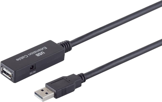 Actieve USB naar USB verlengkabel - incl. DC - USB voedingskabel - USB2.0 - tot 0,5A - 5 meter