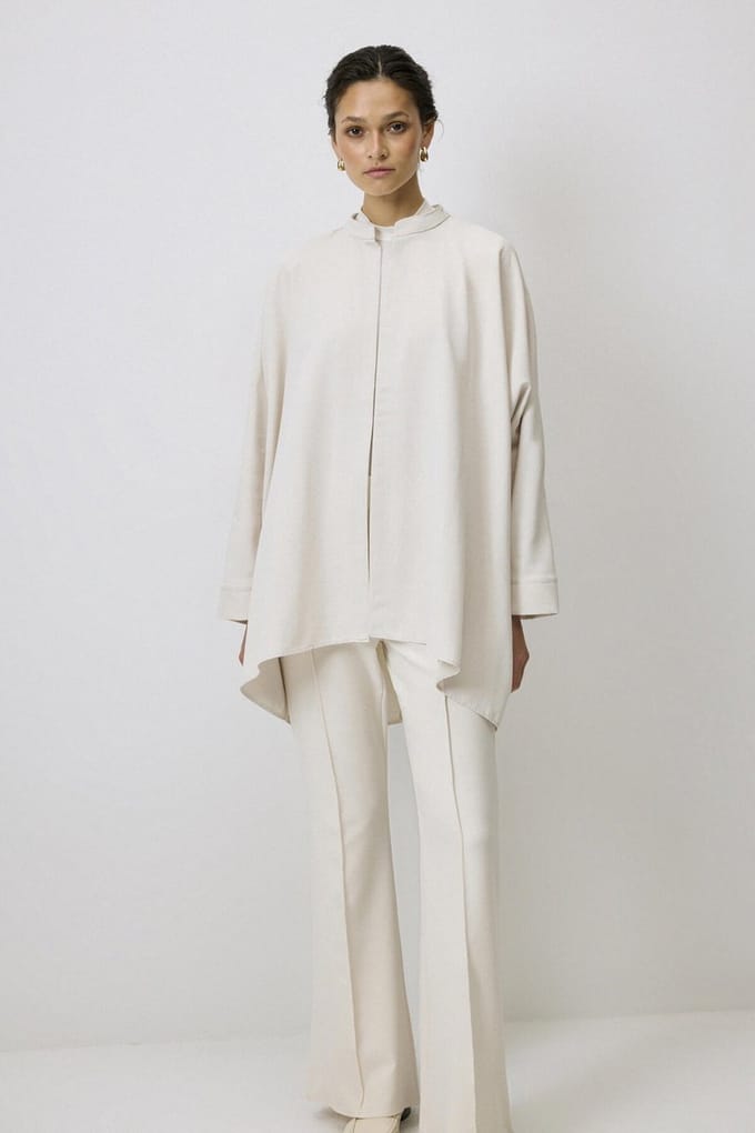 Touché Privé - Kimono met linnenstructuur en biesdetails - Crème - Dames