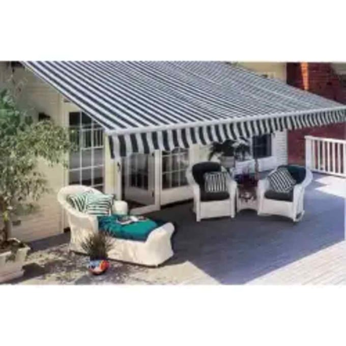 vidaXL - Luifel - gemotoriseerd - uitschuifbaar - 600 - cm - blauw/wit