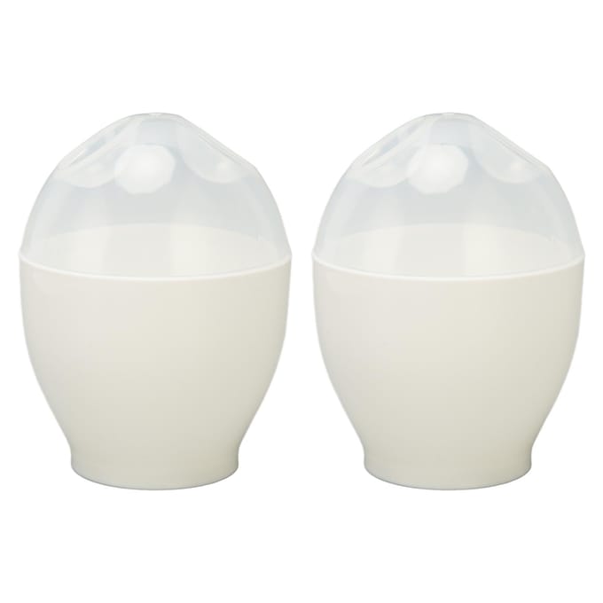 2 STUKS Magnetron Eierkoker Maker Pocheerder ABS Draagbaar Mini Snel Eierkoken Kookbeker voor Keuken L white