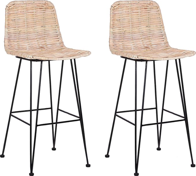 CASSITA - Barkruk set van 2 - Natuurlijk - Rotan