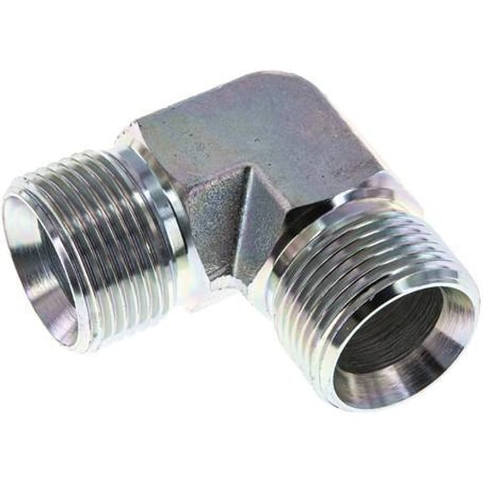 90° L-Koppeling G1'' Hoge Druk Staal  60° Conus 225bar Hydrauliek