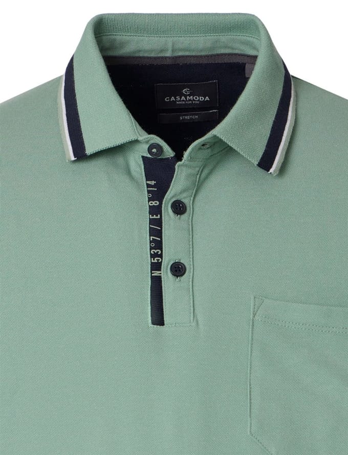 groene polo met zwarte omlijning Casa Moda korte mouw