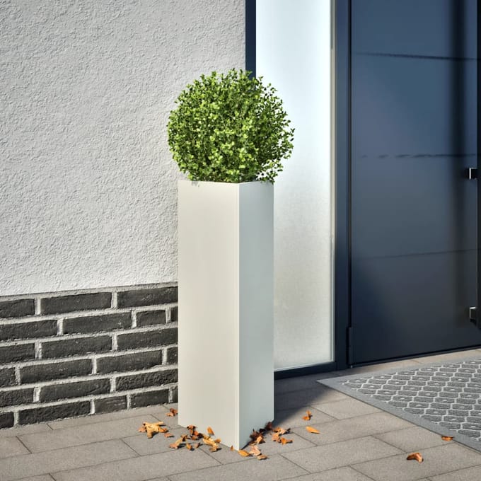 vidaXL Plantenbakken 2 st driehoek 30x26x75 cm staal wit