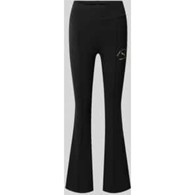 Slim fit bell bottom met labeldetail