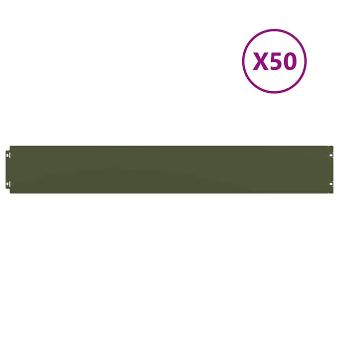 vidaXL - Gazonranden - 50 - st - 15x103 - cm - koudgewalst - staal - olijfgroen