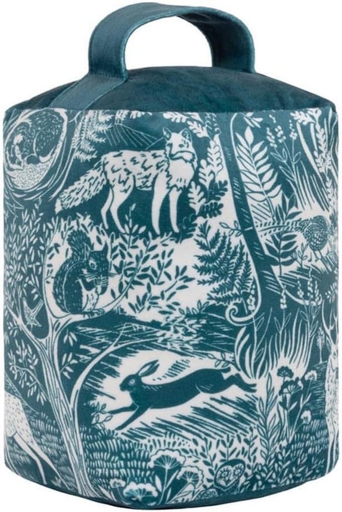 Decoratieve Deurstopper met Bosdierenprint in Zachte Velours
