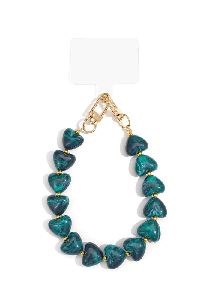 Bijoutheek Telefoonkoord Hartjes Blue Zircon