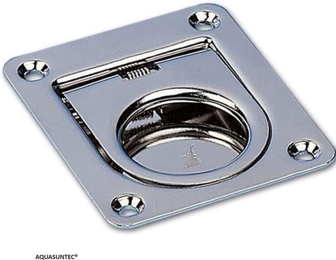 RVS Luikring met Veer | 45×38×10 mm | Boot Luikgreep RVS 316 Hoogglans Zoutwaterbestendig