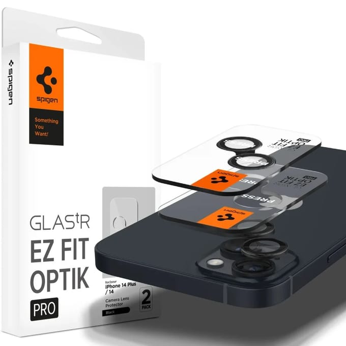 Spigen GlasTR EZ Fit Optik Pro - Camera Lens Protector Geschikt voor Apple iPhone 15 / iPhone 15 Plus - met Installatieframe - Duo Pack - Zwart