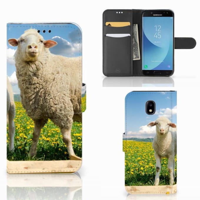 Samsung Galaxy A30 Telefoonhoesje met Pasjes Schaap en Lammetje