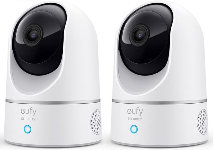 eufy Pan & Tilt 2K Indoor Beveiligingscamera 2-Pack - Bedraad - Wit