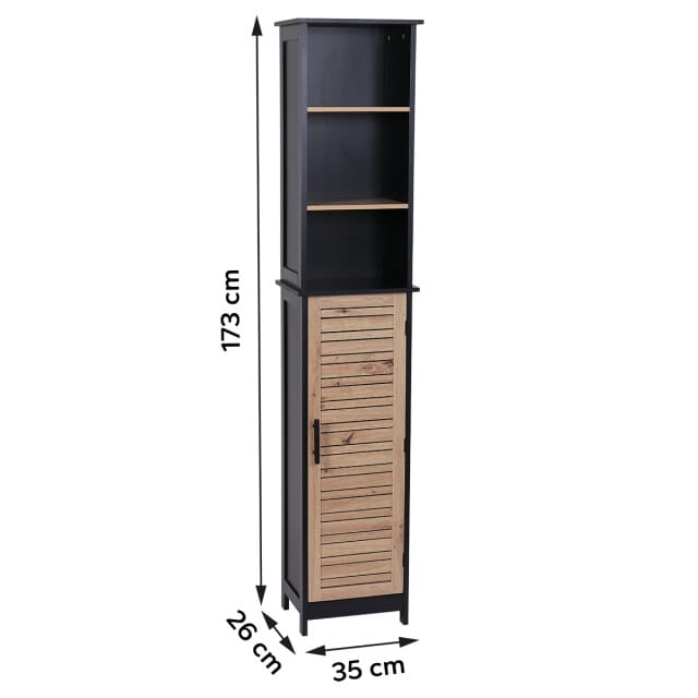 Badkamerkast Bergen – 173 cm Hoge Kolomkast MDF – open vak - Wit/Bruin