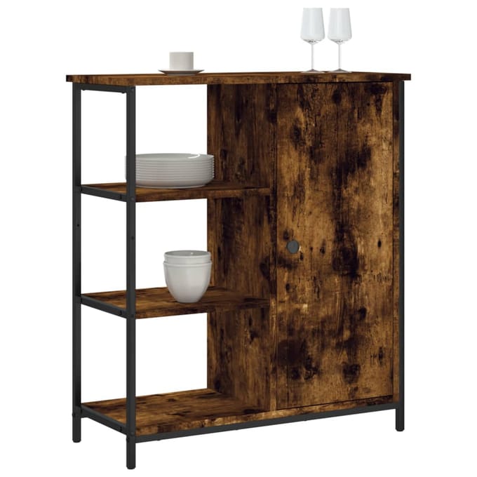 vidaXL - Dressoir - 70x30x80 - cm - bewerkt - hout - gerookt - eikenkleurig