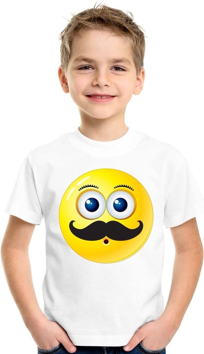 emoticon/ emoticon t-shirt snor wit kinderen 122/128