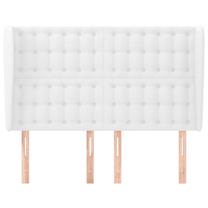 vidaXL - Hoofdbord - met - randen - 147x23x118/128 - cm - kunstleer - wit