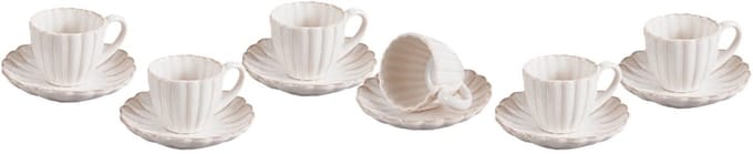 Almina Bloomy Espressokoppenset - 12-delig - 75 ml - Keramiek