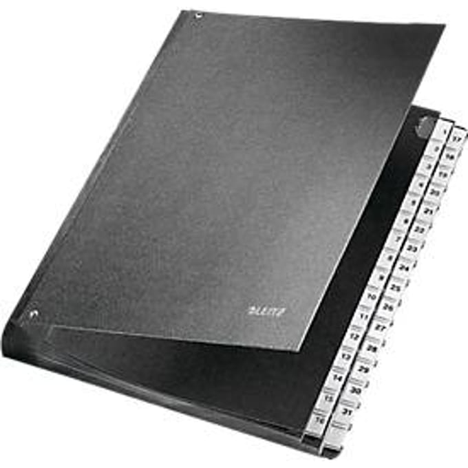 LEITZ® sorteermap, voor A4, numeriek, 31 waaiers, grijs karton, zwart