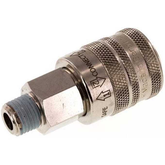 Vernikkeld Messing DN 7.8 Safety Luchtkoppeling Snelkoppeling R 1/4 inch Buitendraad - CLS7-M-BN-SE-014