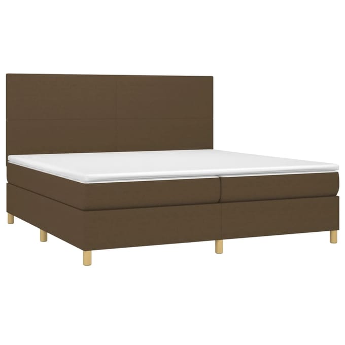 vidaXL - Boxspring - met - matras - en - LED - stof - donkerbruin - 200x200 - cm