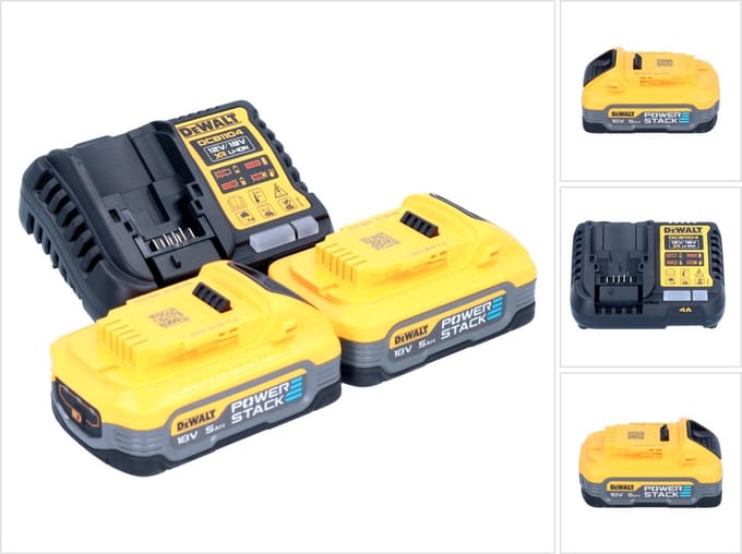 DeWALT DCB1104H2 Starterset 2x Accu 5.0Ah POWERSTACK 18V XR + Multilader DCB1104