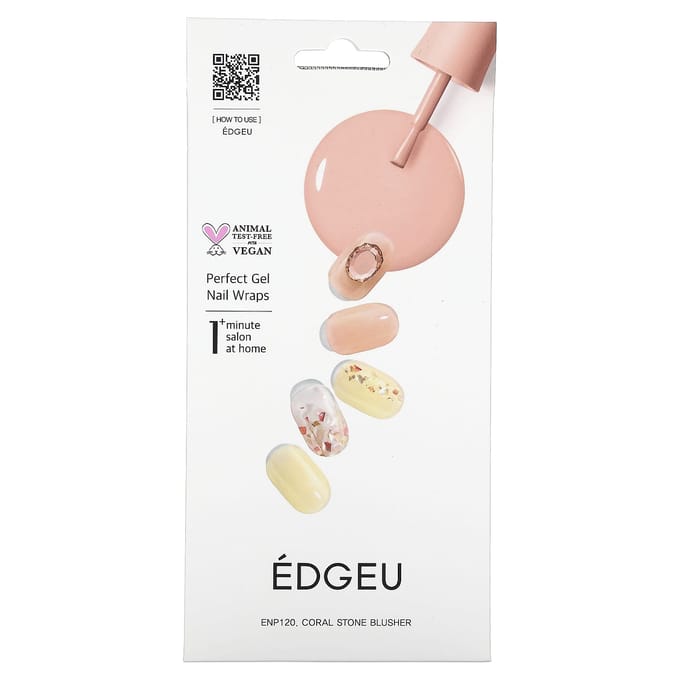 Edgeu, perfect gel nail wrap, ENP 120 coral stone blusher, 23-piece set beige