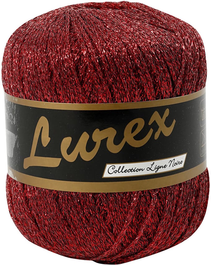 Lurex Glitter Garen, L: 160 M, rood, 25 gr/ 1 bol