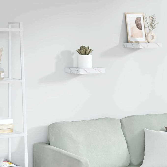 vidaXL - Wandplank - Muurmontage - Wit - Marmer - 23 - x - 23,5 - x - 3,8 - cm