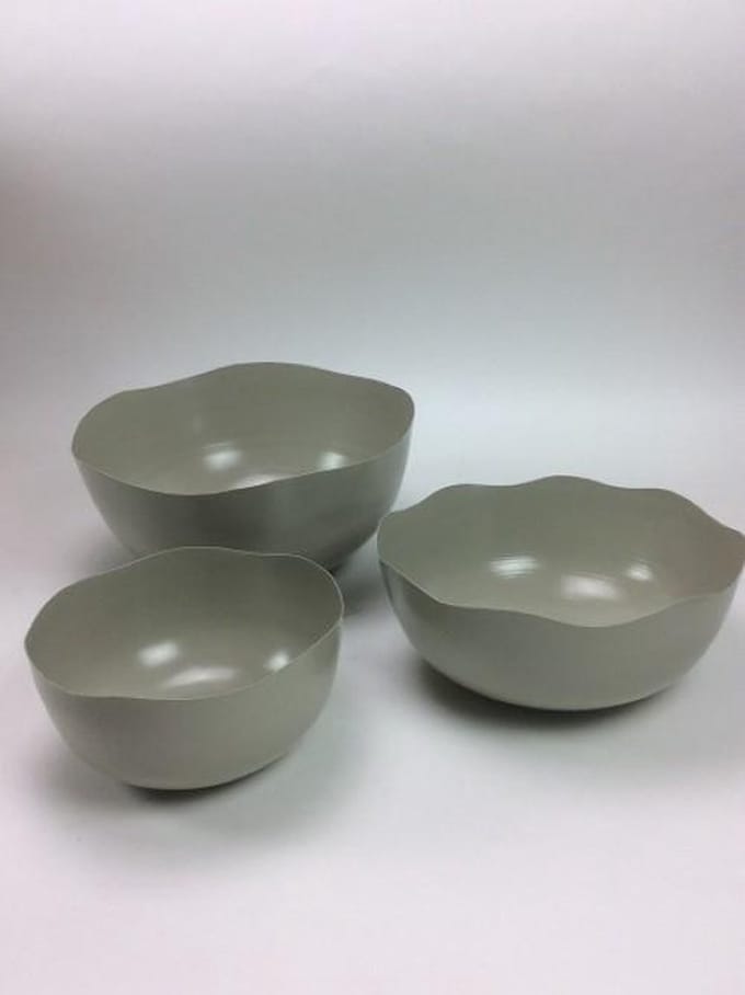 set van drie schalen in de kleur blue grey handgemaakt in vintage-look