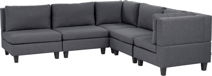 UNSTAD - 5-zitsbank modulair - Donkergrijs - Linkszijdig - Polyester
