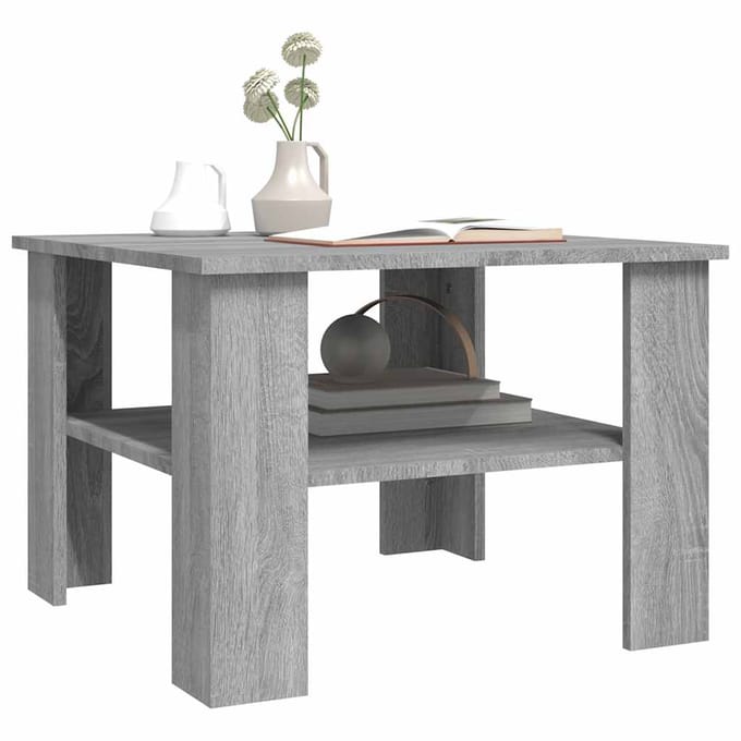 vidaXL - Salontafel - 60x60x42 - cm - bewerkt - hout - grijs - sonoma - eiken