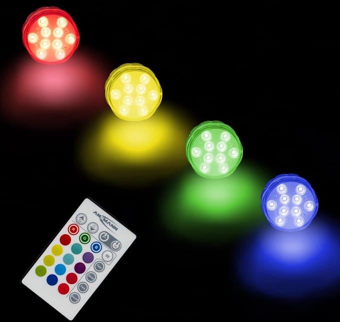 Zwembadverlichting – 2 stuks – 16 kleuren – 4 lichteffecten – afstandsbediening