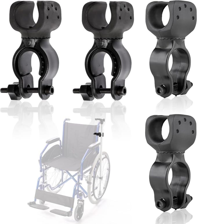 4pcs Stool Holders, Stick Holders, Walking Stick Holders, Wheelchair Accessories for 2.2 to 3 cm Tubes, Universal Accessory for Stools for Mobility Roller Drive Roller Wheelchair