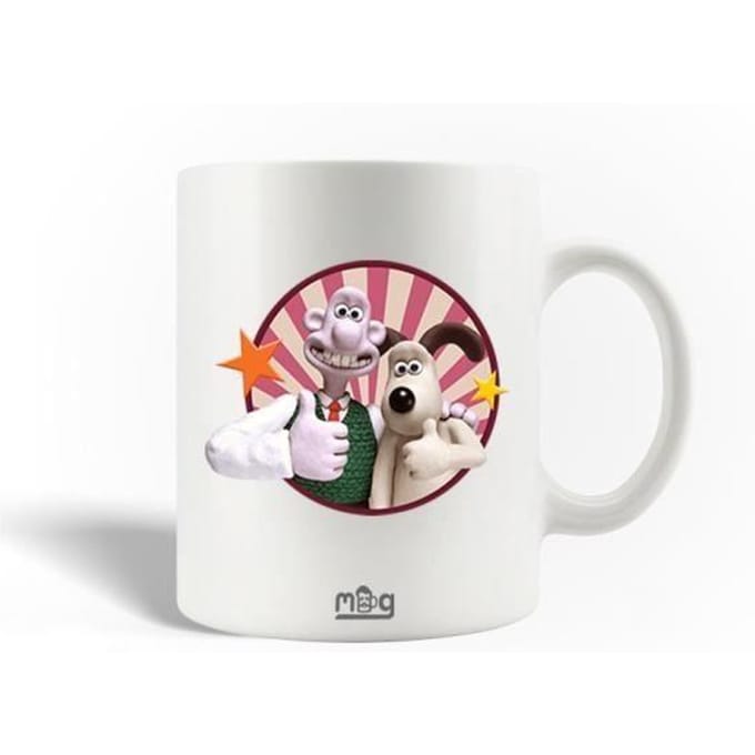 Mug en Céramique - Wallace et Gromit - 30cl - Blanc - Compatible Lave-Vaisselle - Rond