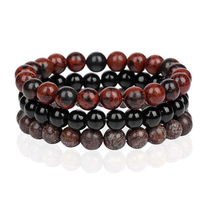 Memphis Stacked Heren Armbanden set - 8mm Brown-21cm