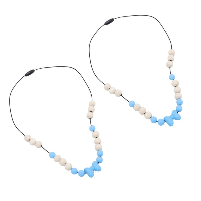 2 Stuks Sensorisch Ketting Verstelbaar Bandje Modieus Bevorder Focus Siliconen Sensorisch Ketting voor Jongens en Meisjes Blauw blauw